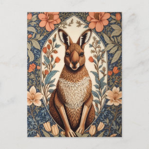 Elegantes Känguru, inspiriert von William Morris Postkarte
