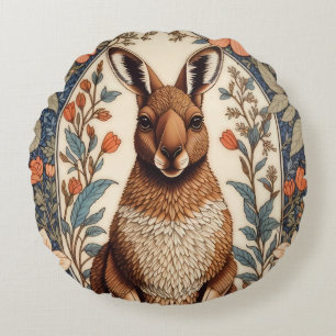 Elegantes Känguru, inspiriert von William Morris Rundes Kissen