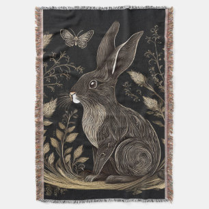 Elegantes Kaninchen in Schwarz und Beige Decke