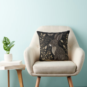 Elegantes Kaninchen in Schwarz und Beige Kissen