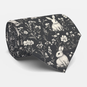Elegantes Kaninchen-Toile-Floral-Vintage-Muster Krawatte