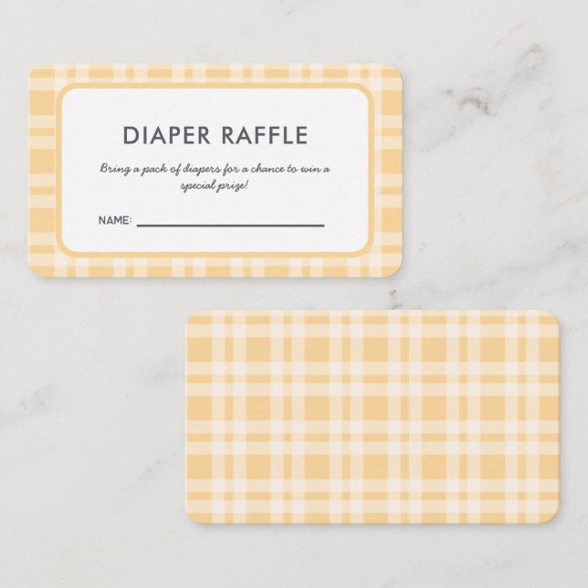 Elegantes Kariertes Baby Duwer Diaper Raffle Ticke Begleitkarte (Vorne/Hinten)