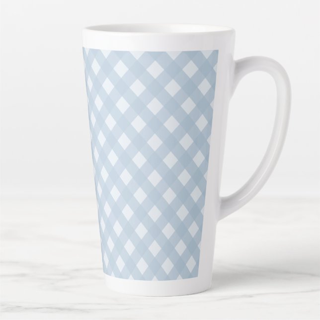 Elegantes kariertes Muster, blau und weiß Milchtasse (Rechts)