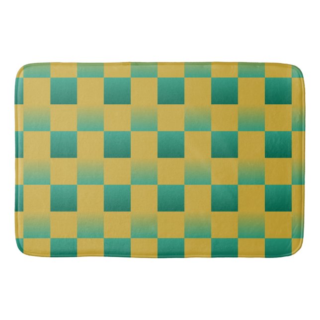 Elegantes kariertes Muster in Grün und Gold Badematte (Vorderseite)