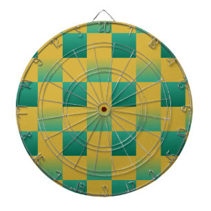 Elegantes kariertes Muster in Grün und Gold Dartscheibe