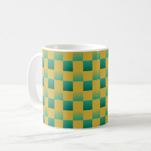 Elegantes kariertes Muster in Grün und Gold Kaffeetasse