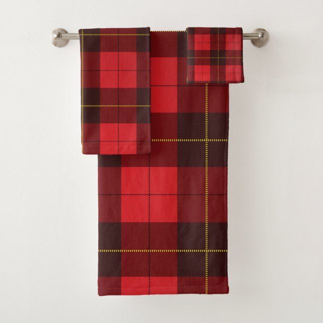 Elegantes Kariertes Rustikales Bauernhaus Tartan Badhandtuch Set (Insitu)