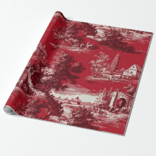 Elegantes Karmesinrot Toile - Französische Landmot Geschenkpapier