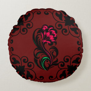 Elegantes, karmesinrotes Paisley-Kissen, maßgefert Rundes Kissen