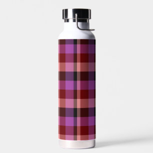 Elegantes karminrotes und pflaumenfarbenes kariert trinkflasche