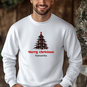 Elegantes Karo-Baum-Weihnachts-Sweatshirt Cozy Sty Hoodie