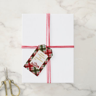 Elegantes Karo Frohe Weihnachten & Bibelvers Geschenkanhänger