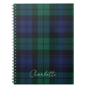 Elegantes Karo Klassisch Rustikal Grün Tartan Maßa Notizblock
