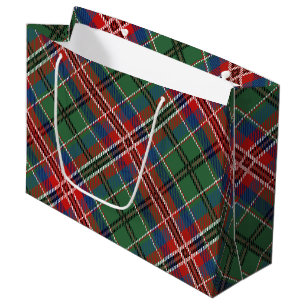 Elegantes Karo Rot Grün Rustikales Tartan Große Geschenktüte