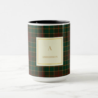 Elegantes Karomuster-Monogramm-Individualisierbare Tasse