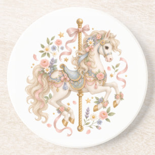 Elegantes Karussellpferd Französisches Märchen Getränkeuntersetzer