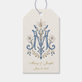 Elegantes katholisch-marianisches Monogramm-Blumen Geschenkanhänger