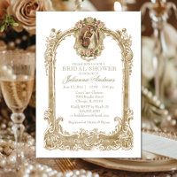 Elegantes katholisches Brautparty Gold Floral Invi