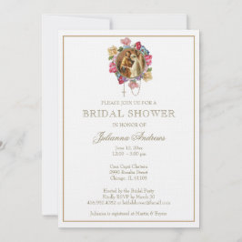 Elegantes katholisches Brautparty Gold Floral Invi Einladung
