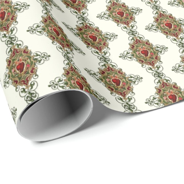 Elegantes katholisches Heiliges Herz Jesus Religiö Geschenkpapier (Rolleneckpunkt)