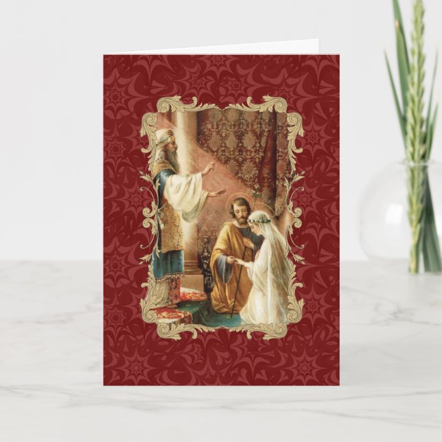 Elegantes katholisches HochzeitGold Burgund Einladung (Vorderseite)