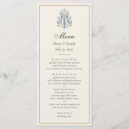 Elegantes katholisches Hochzeitsmenü Blue Roses | Menükarte