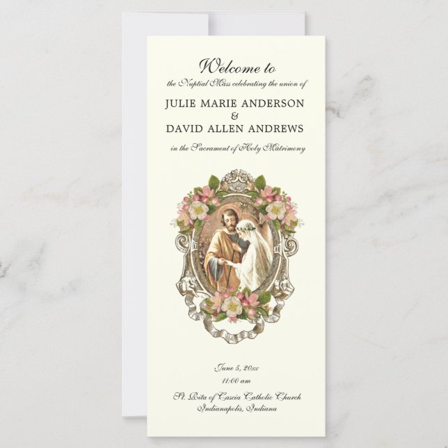 Elegantes katholisches Programm zur Hochzeit latei (Vorderseite)
