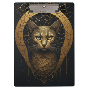 Elegantes Katzenporträt mit goldenen Reparaturlini Klemmbrett
