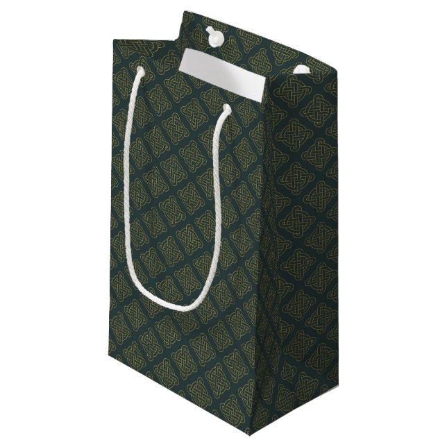 Elegantes keltisches Knoten-Muster Kleine Geschenktüte (Vorderseite Schrägansicht)