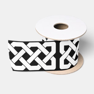 Elegantes keltisches Knoten-Schwarzweiss-Muster Satinband