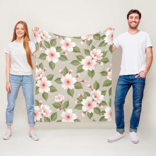 Elegantes Kirschblüten-Nahtlosmuster Fleecedecke