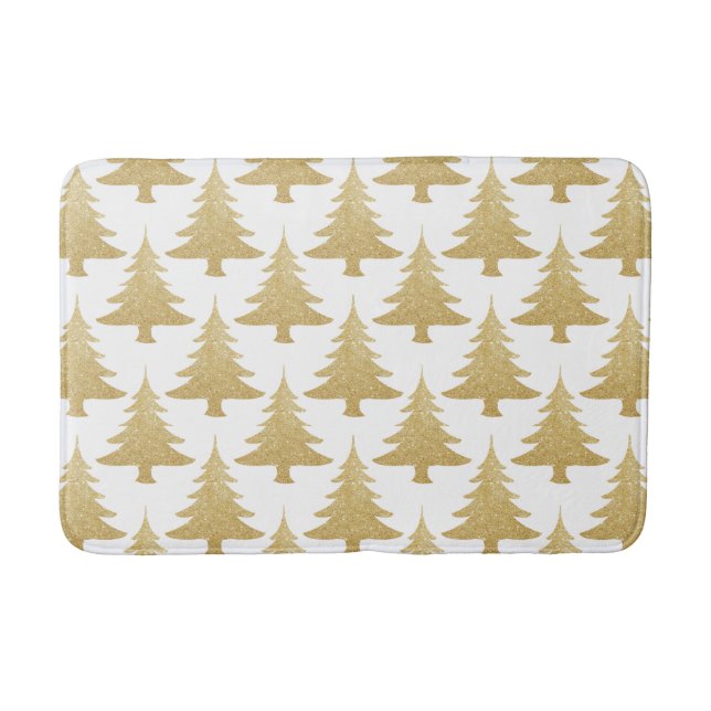 elegantes klares GoldGlitter Weihnachtsbaummuster Badematte (Vorderseite)