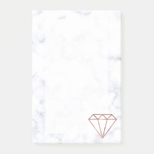 elegantes, klares Imitat Rose Gold Diamant weißer Post-it Klebezettel