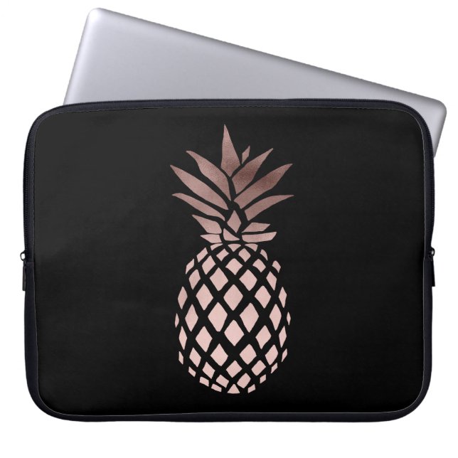 elegantes klares Imitat-Rosen-Goldtropische Ananas Laptopschutzhülle (Vorderseite)