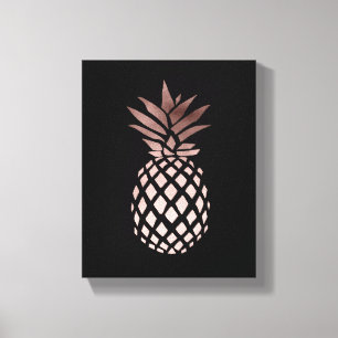 elegantes klares Imitat-Rosen-Goldtropische Ananas Leinwanddruck