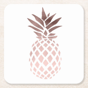 elegantes klares Imitat-Rosen-Goldtropische Ananas Rechteckiger Pappuntersetzer