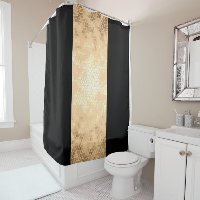 elegantes klares Imitatgold und schwarze Streifen Duschvorhang (Beispiel)