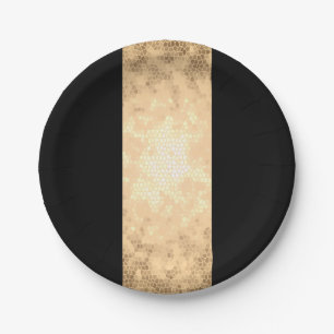elegantes klares Imitatgold und schwarze Streifen Pappteller
