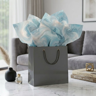 Elegantes Klassisch Chic Grau Blaues Marmoriertes Seidenpapier