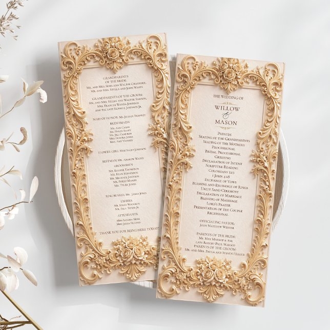 Elegantes klassisches barockes Rahmen-Hochzeitspro Programm (Elegant Classic Baroque Frame Wedding Program)