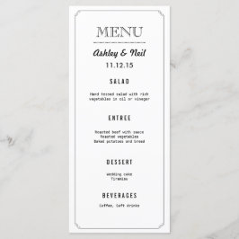 Elegantes klassisches Black & White Wedding Menü Menükarte