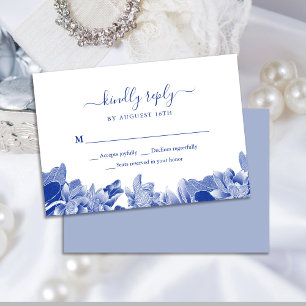 Elegantes Klassisches Blau Weiß Chinoiserie Chic F RSVP Karte