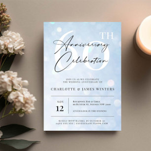 Elegantes klassisches blaues Aquarell 60 Jahre alt Einladung