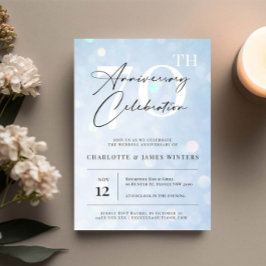 Elegantes klassisches blaues Aquarell 70 Jahre Jub Einladung