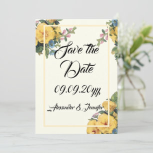 Elegantes klassisches Blumengelb Save the Date Einladung