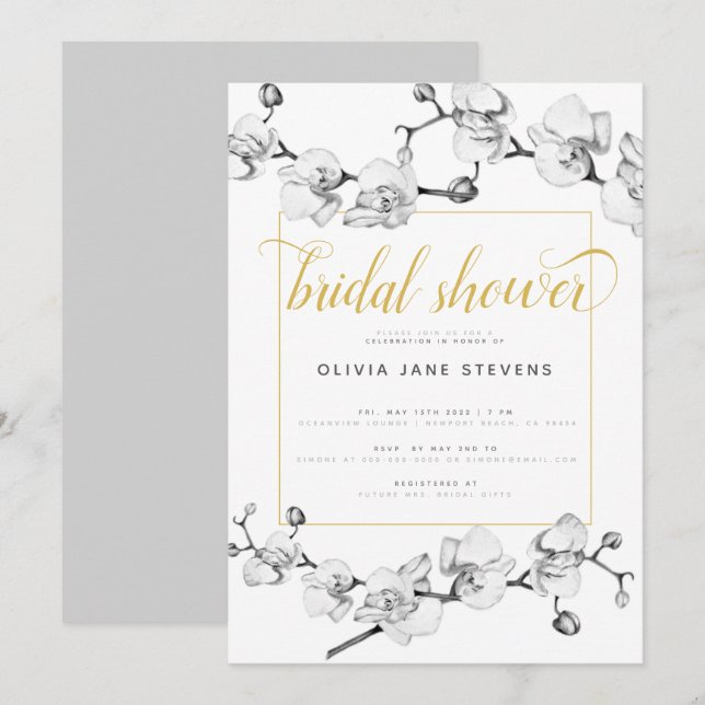 Elegantes klassisches Brautparty mit Blumenmuster Einladung (Vorne/Hinten)