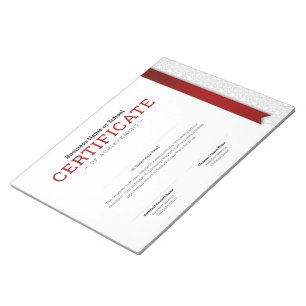 Elegantes klassisches Diplom-Zertifikat rote Schle Notizblock