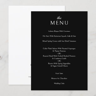 Elegantes klassisches formales Black Wedding Dinne Menükarte