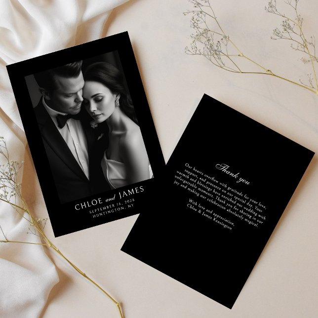 Elegantes klassisches formales Schwarzes Foto Hoch Dankeskarte (Von Creator hochgeladen)