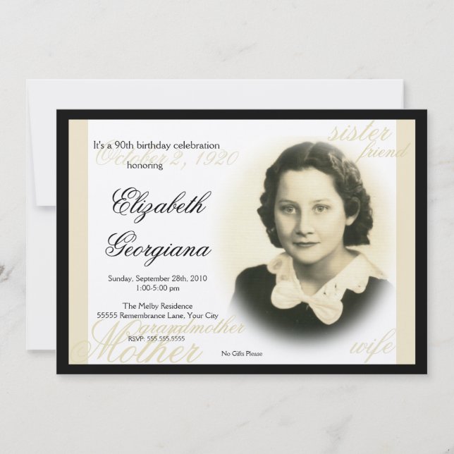 Elegantes klassisches Foto Einladung 2 (Vorderseite)